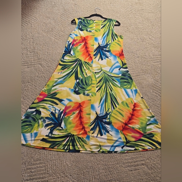 Attitudes By Renee Abstract Tropical Print Maxi Jersey Dress Size Lp - Picture 11 of 14